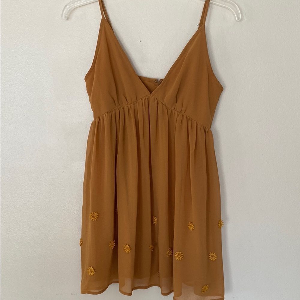 Gold Sleeveless Babydoll Mini Dress